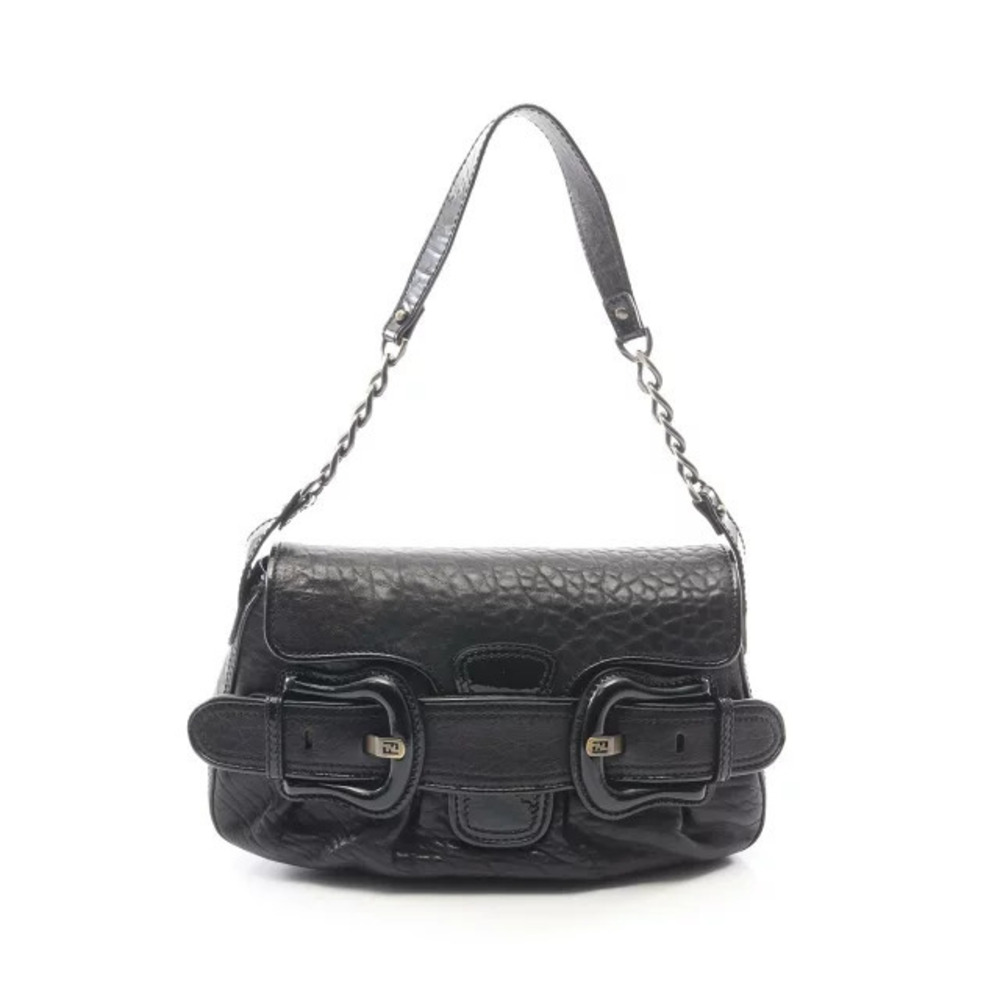 Fendi Shoulder Bag Leather Patent Vernis Black